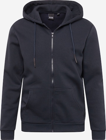 Only & Sons Zip-Up Hoodie 'Ceres' in Blue: front