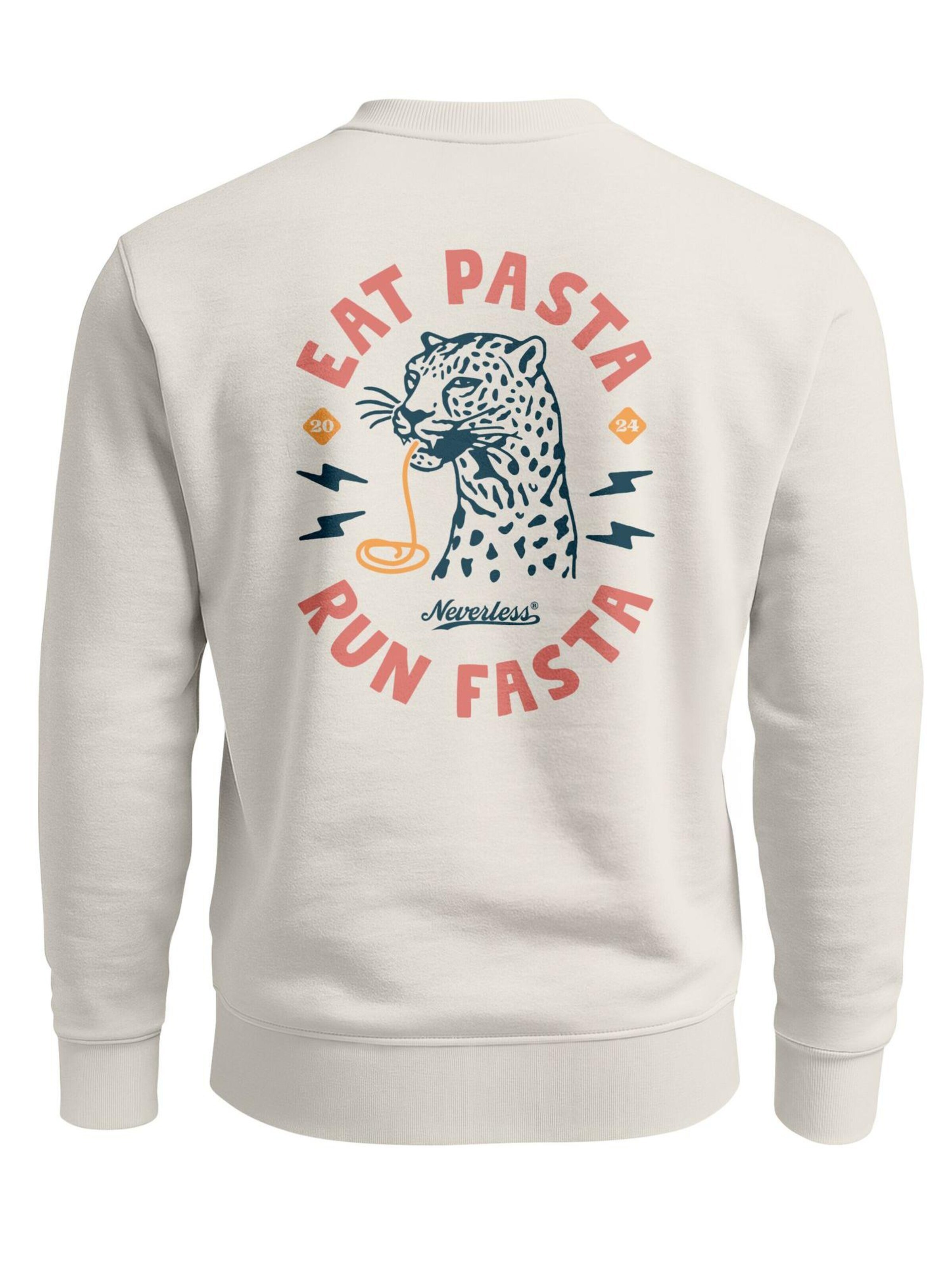 Neverless Sweatshirt 'Eat pasta' in Beige