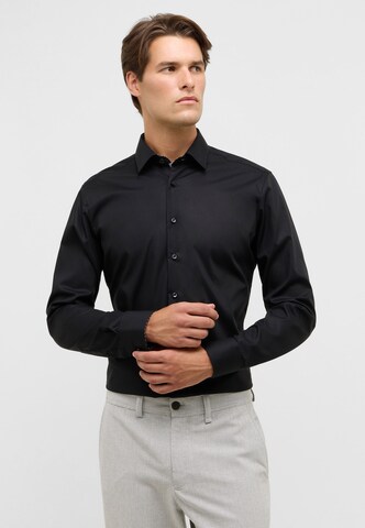 ETERNA Slim Fit Hemd in Schwarz: Vorderseite