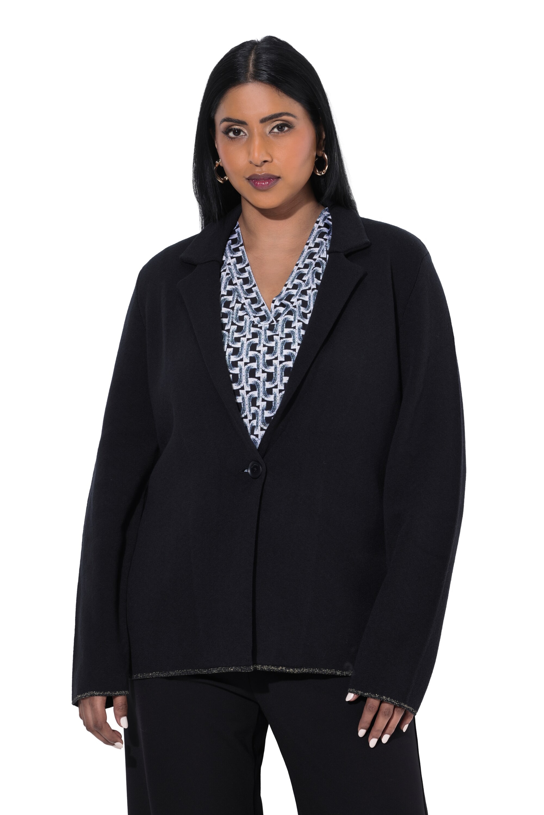 Ulla Popken Blazer in Schwarz: Vorderseite