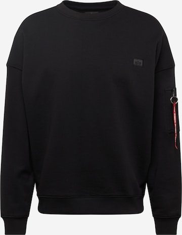 ALPHA INDUSTRIES Sweatshirt 'Essentials' in Zwart: voorkant