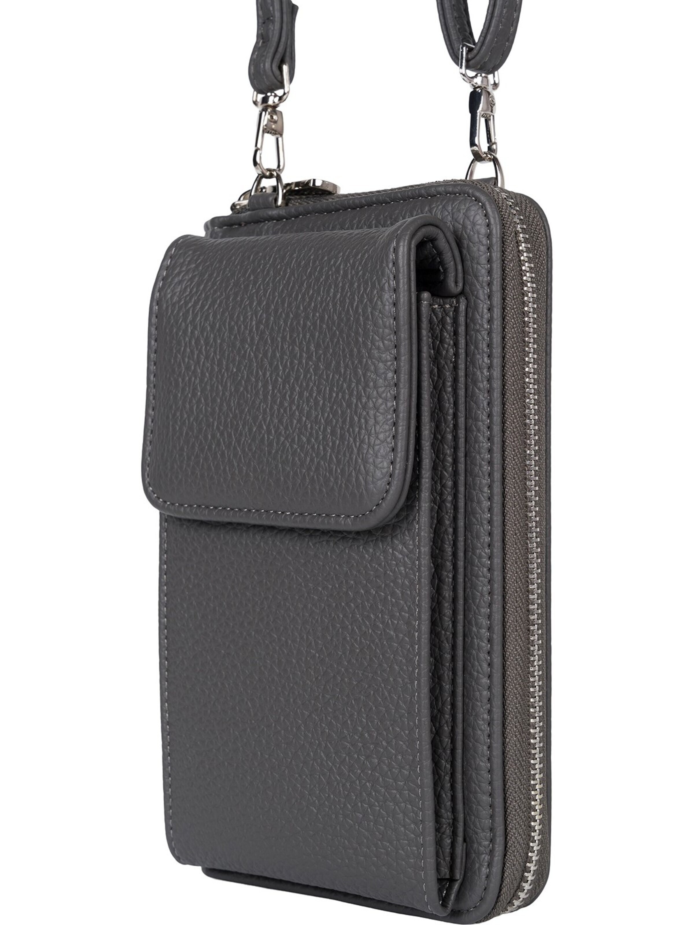 styleBREAKER Crossbody bag 'Umhängetasche mit Handyfach und RFID Schutz' in Grey