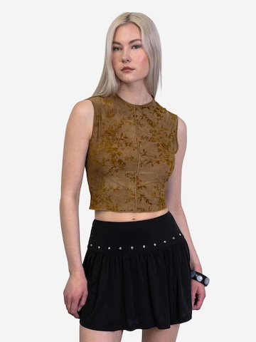 BROKE + SCHÖN Top 'Top mit floralem Print aus Samt' in Green: front