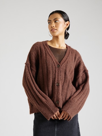 TOPSHOP Knit cardigan in Brown: front