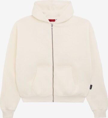 Prohibited Zip-Up Hoodie in Beige: front