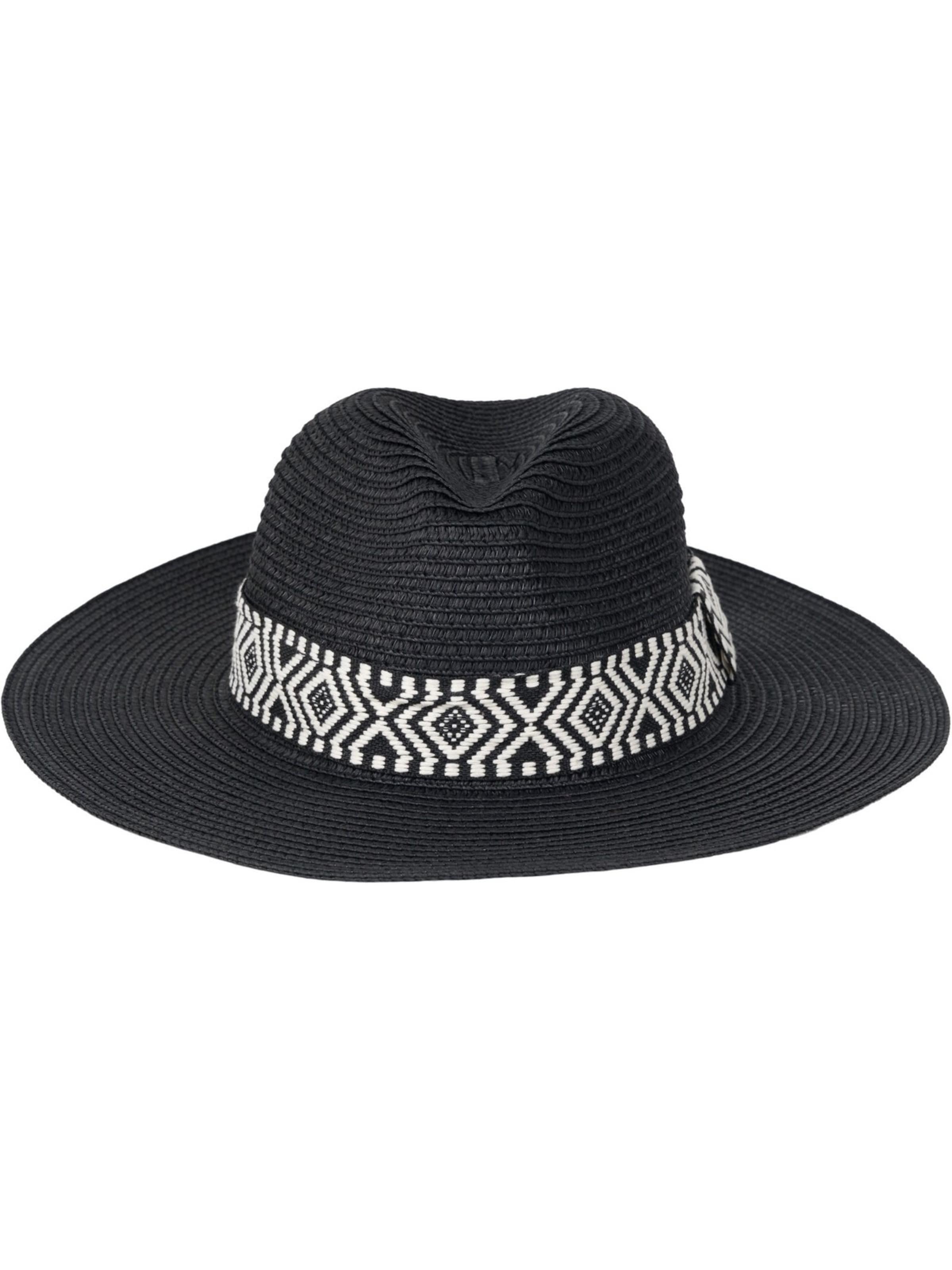 styleBREAKER Hut 'Panama Strohhut Hutband Azteken Muster'‌‌‌‌‌ in Schwarz