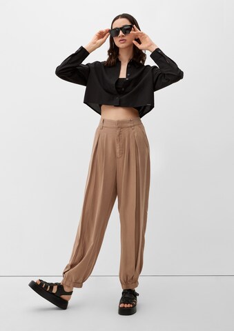 Tapered Pantaloni di QS in marrone