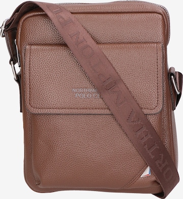 Borsa a spalla di Northampton Polo Club in marrone: frontale