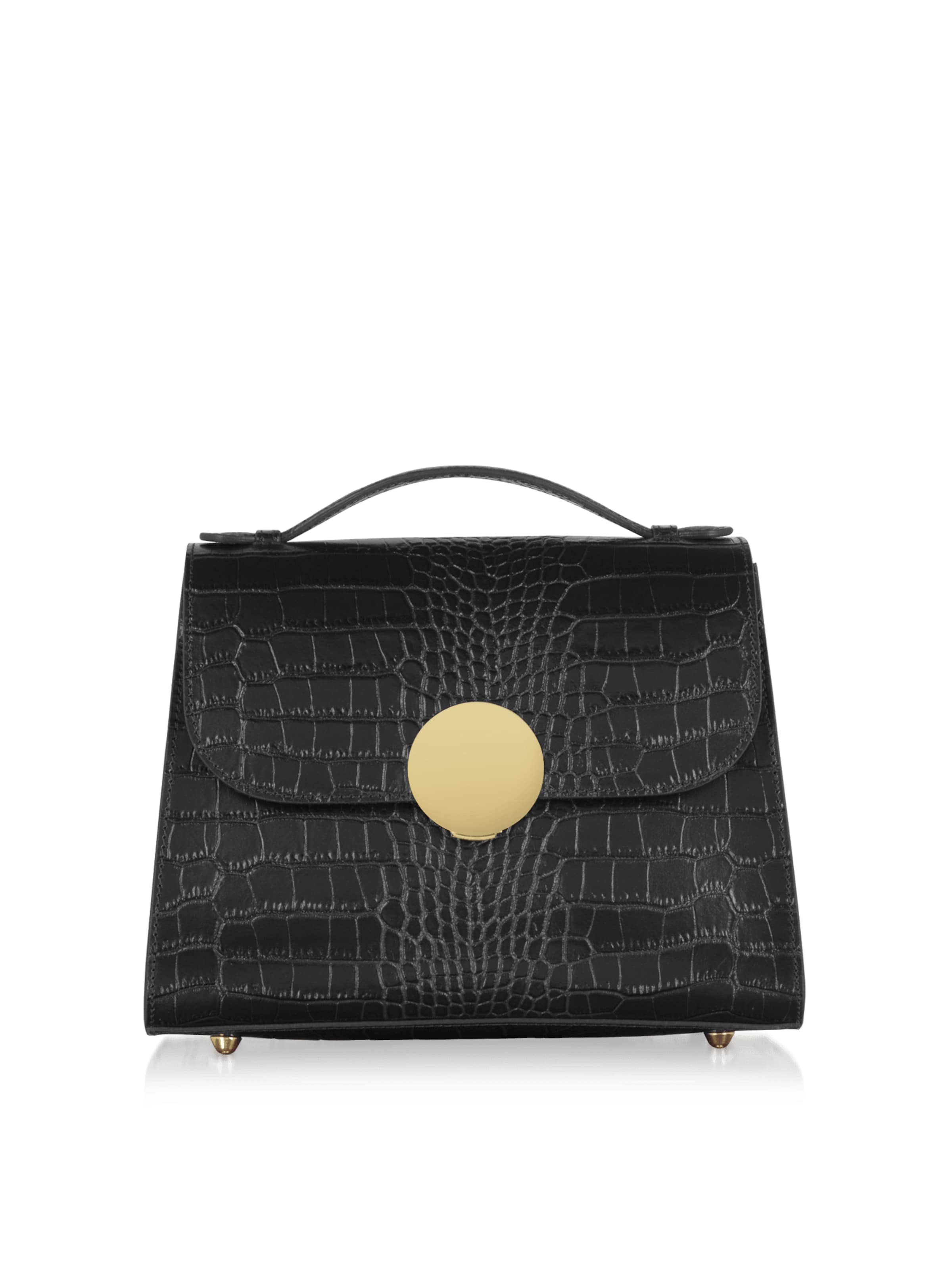 LeParmentier Handbag 'Bombo Croco' in Black: front
