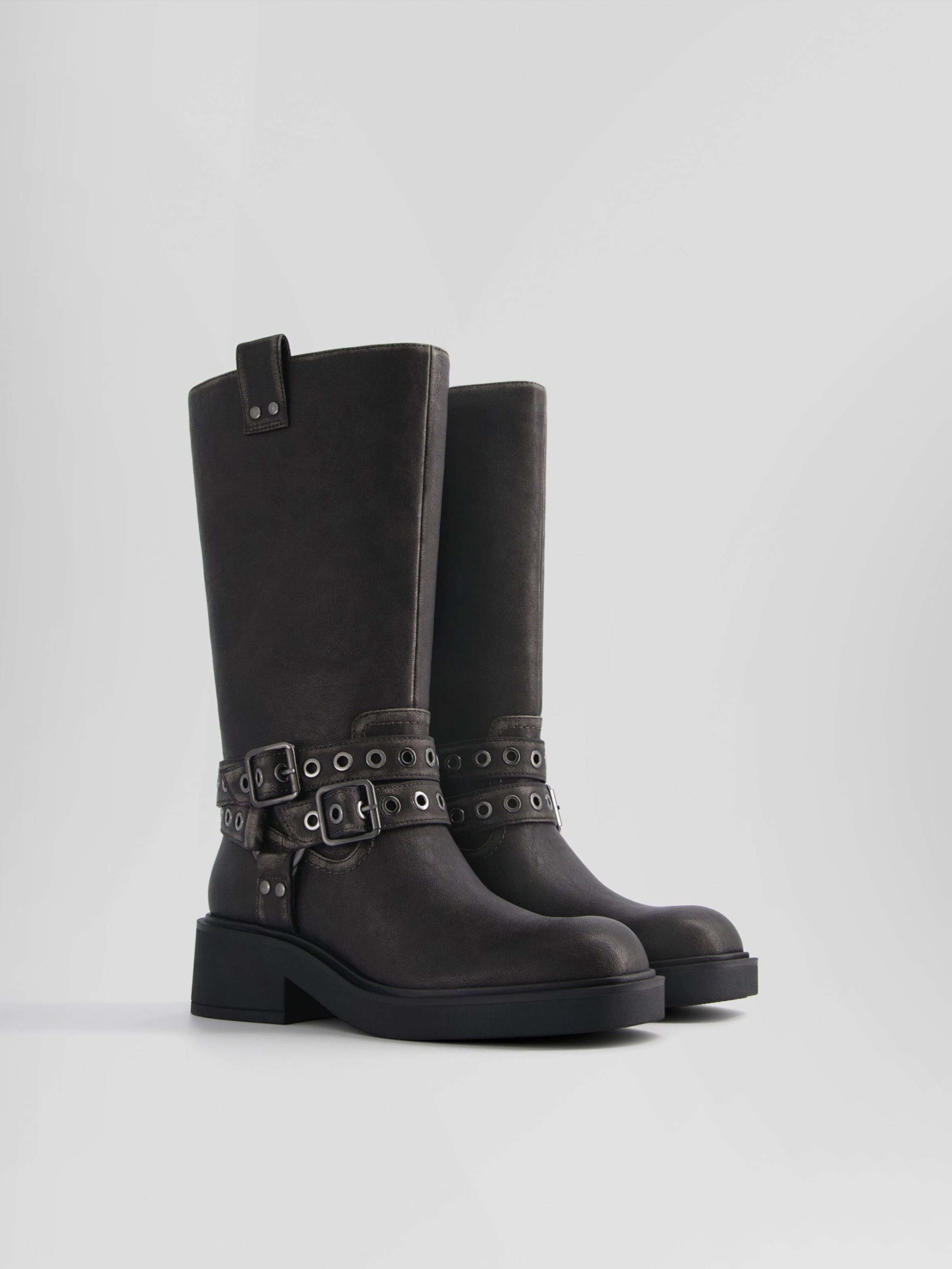 Biker boots bershka sales