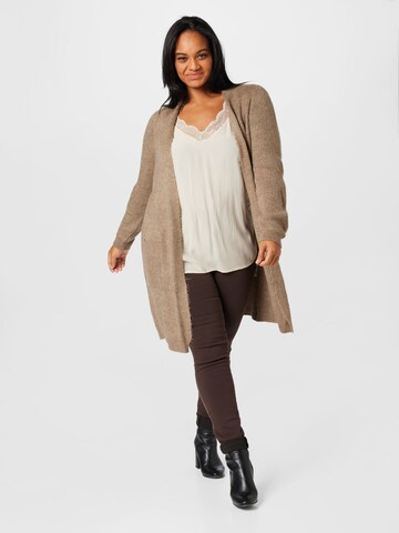 ONLY Carmakoma Knit Cardigan 'Jade' in Brown: front