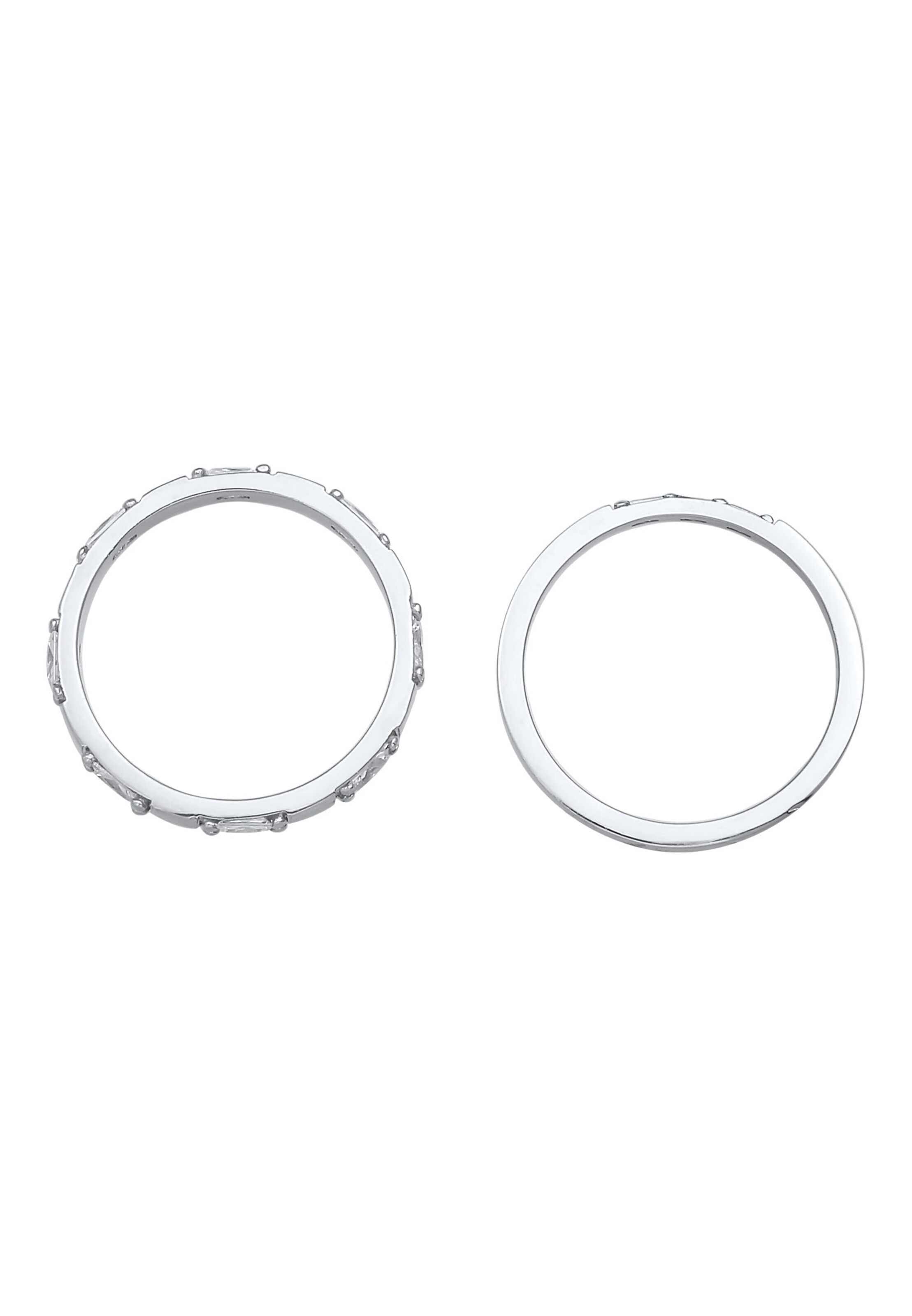 ELLI Ring Bandring, Rechteck in Silber