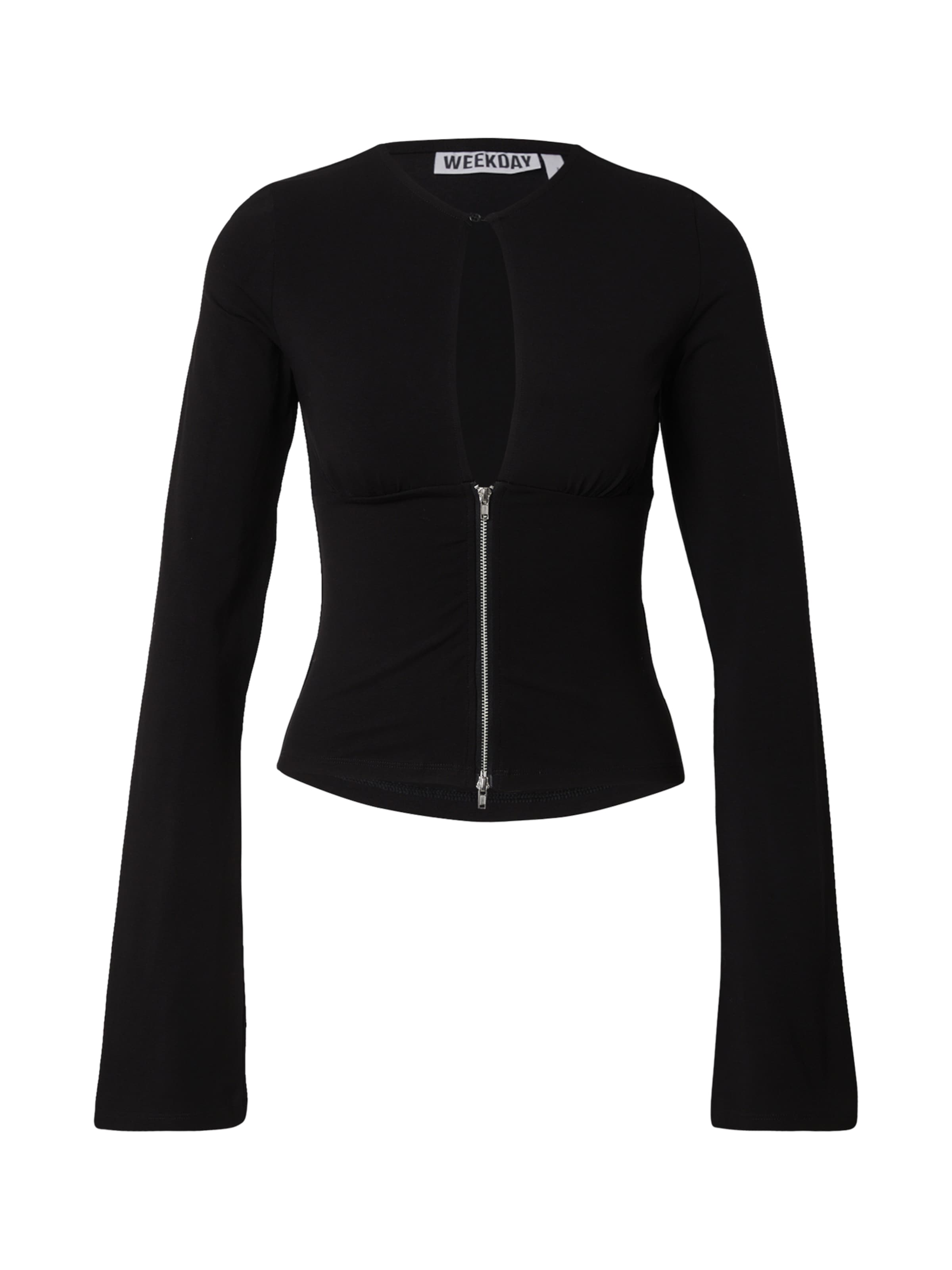 WEEKDAY Πλεκτή ζακέτα σε μαύρο: μπροστά