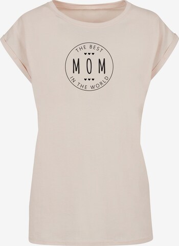 Merchcode T-Shirt 'Ladies Mothers Day - The Best Mom' in Beige: predná strana