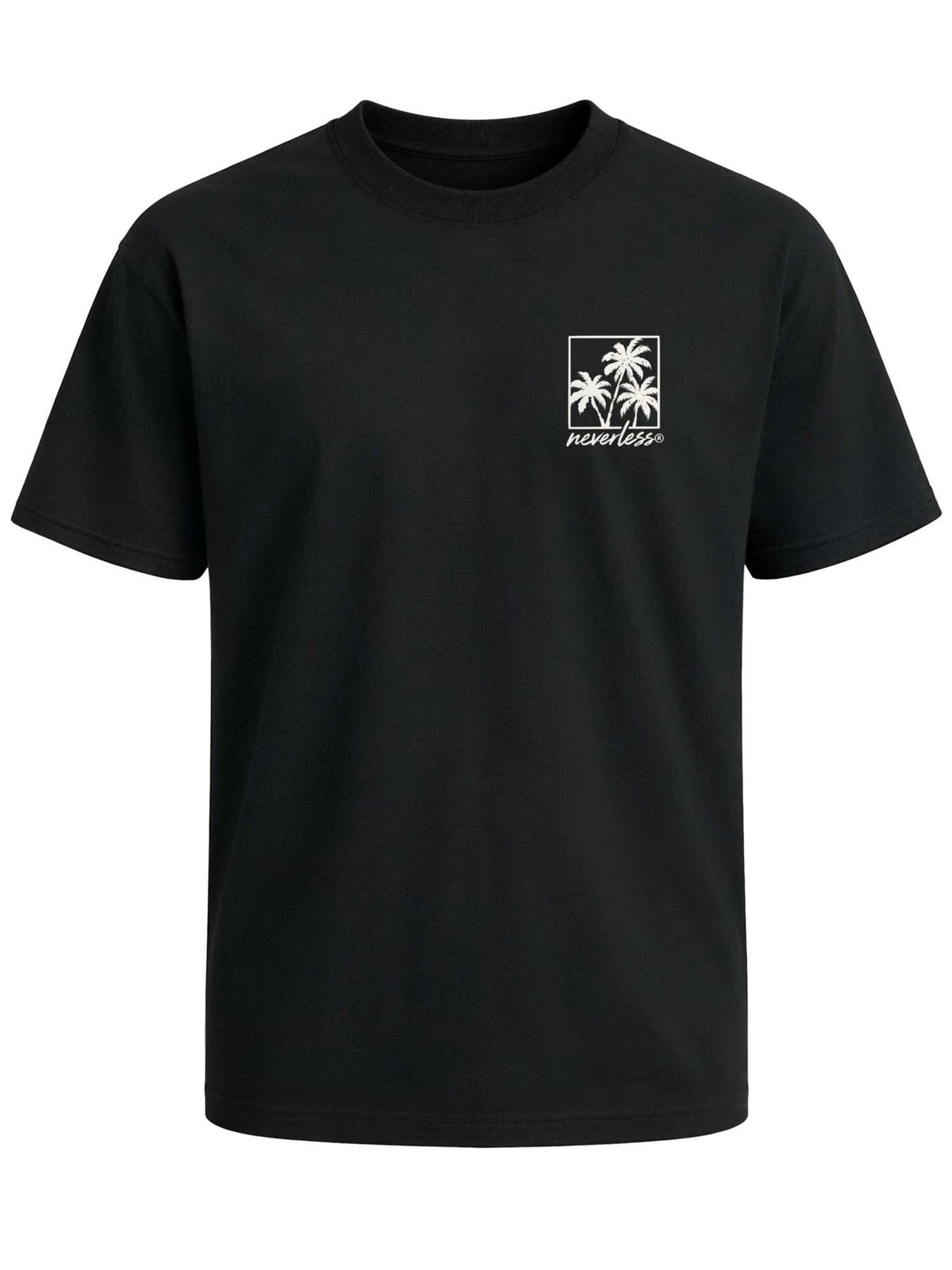Neverless Shirt 'Palmen Badge' in Black: front