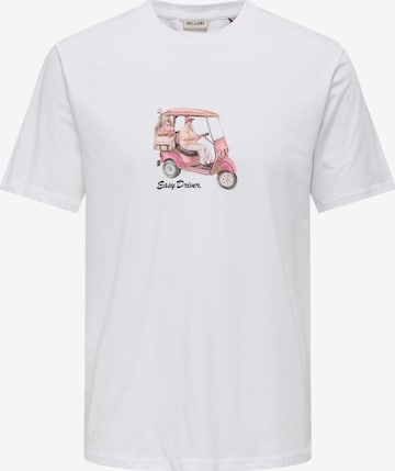 Tricou 'ONSMAX SCOOTER' de la Only & Sons pe alb: față