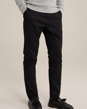Coupe slim Pantalon chino WE Fashion en noir : devant