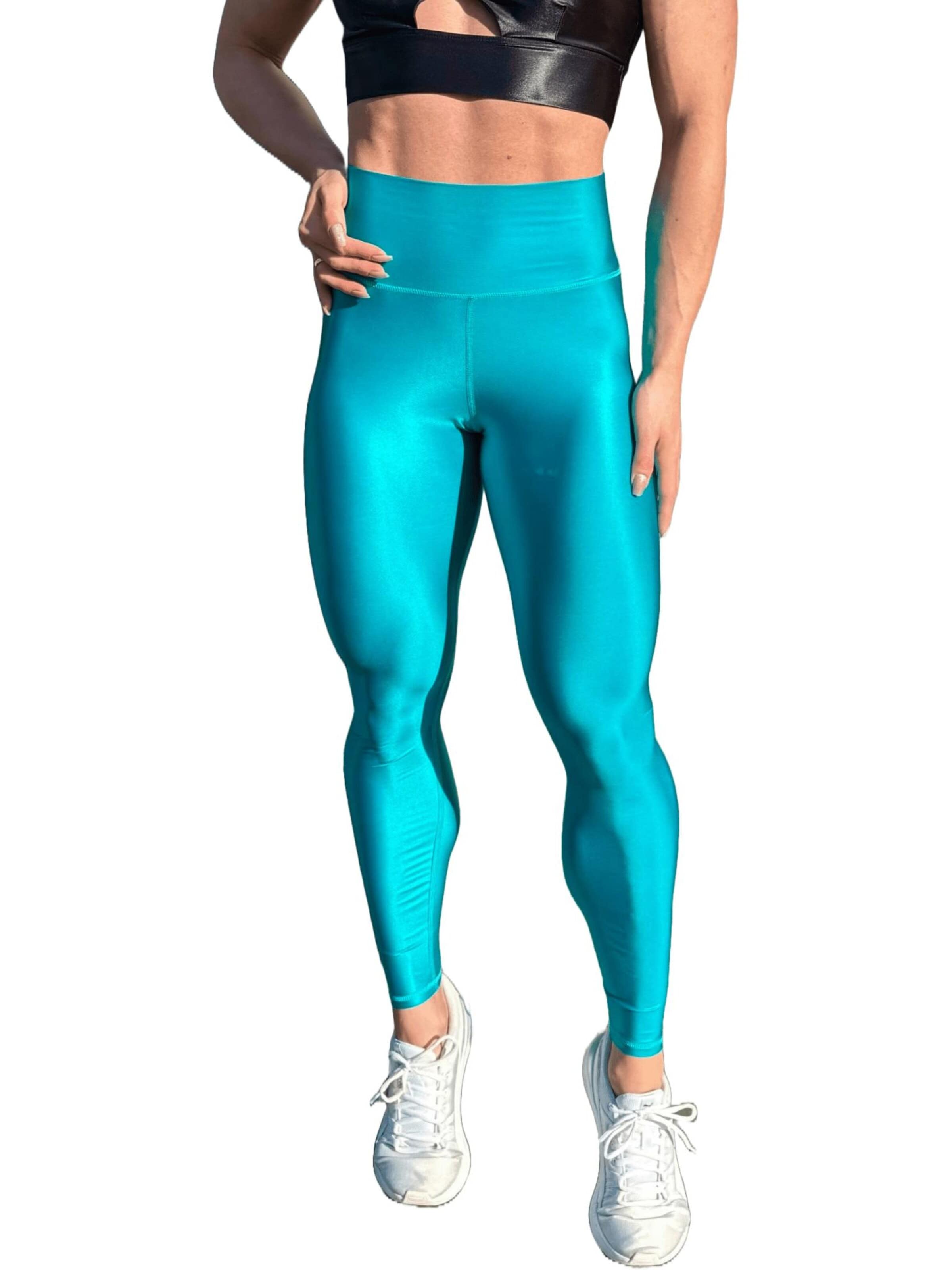 LUXFEEL Skinny Leggings 'High-Waist Pearl Shine Leggings' in Blue