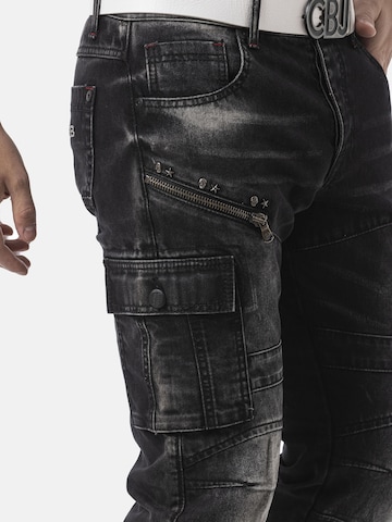 CIPO & BAXX Regular Jeanshose 'CD679', Straight Leg in trendiger Used-Optik in Schwarz