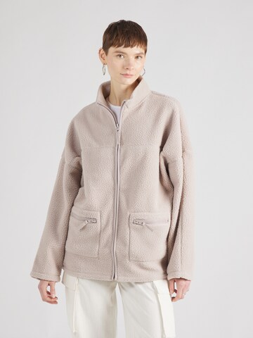 TOPSHOP Fleece Jacket in Beige: front