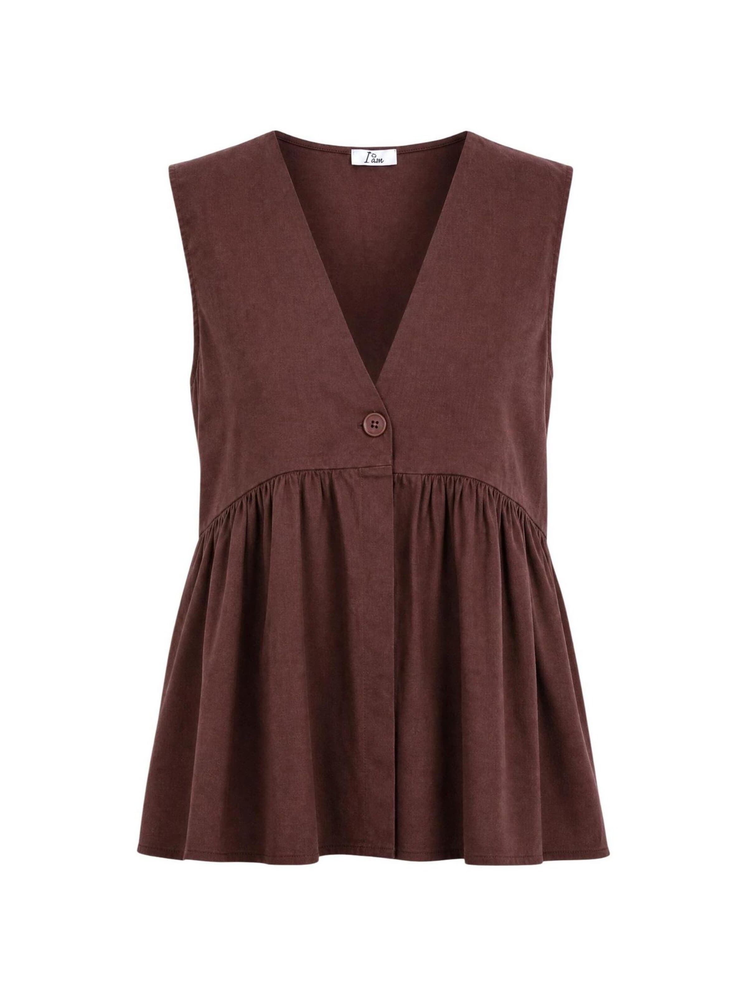 Camicia da donna 'Gilet Lino Bottoni 17589' di I AM in marrone