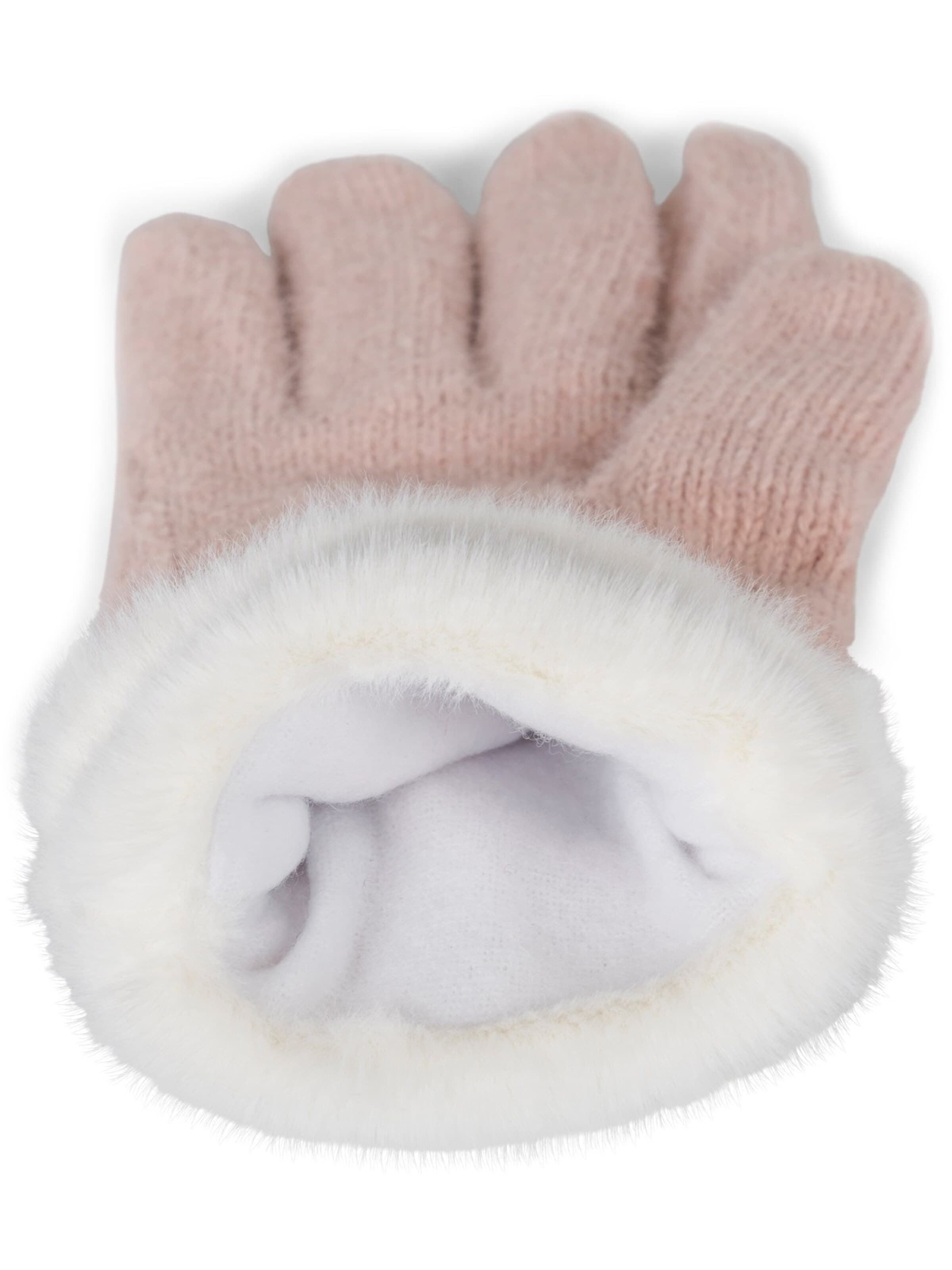 styleBREAKER Fingerhandschuhe 'Strickhandschuhe mit Reiskornmuster und Fleece'‌‌‌‌‌‌ in Pink