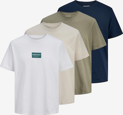 JACK & JONES Majica 'JJFRANK' u bež / mornarsko plava / jabuka / bijela, Pregled proizvoda