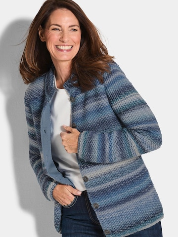 Goldner Strickjacke in Blau: Vorderseite