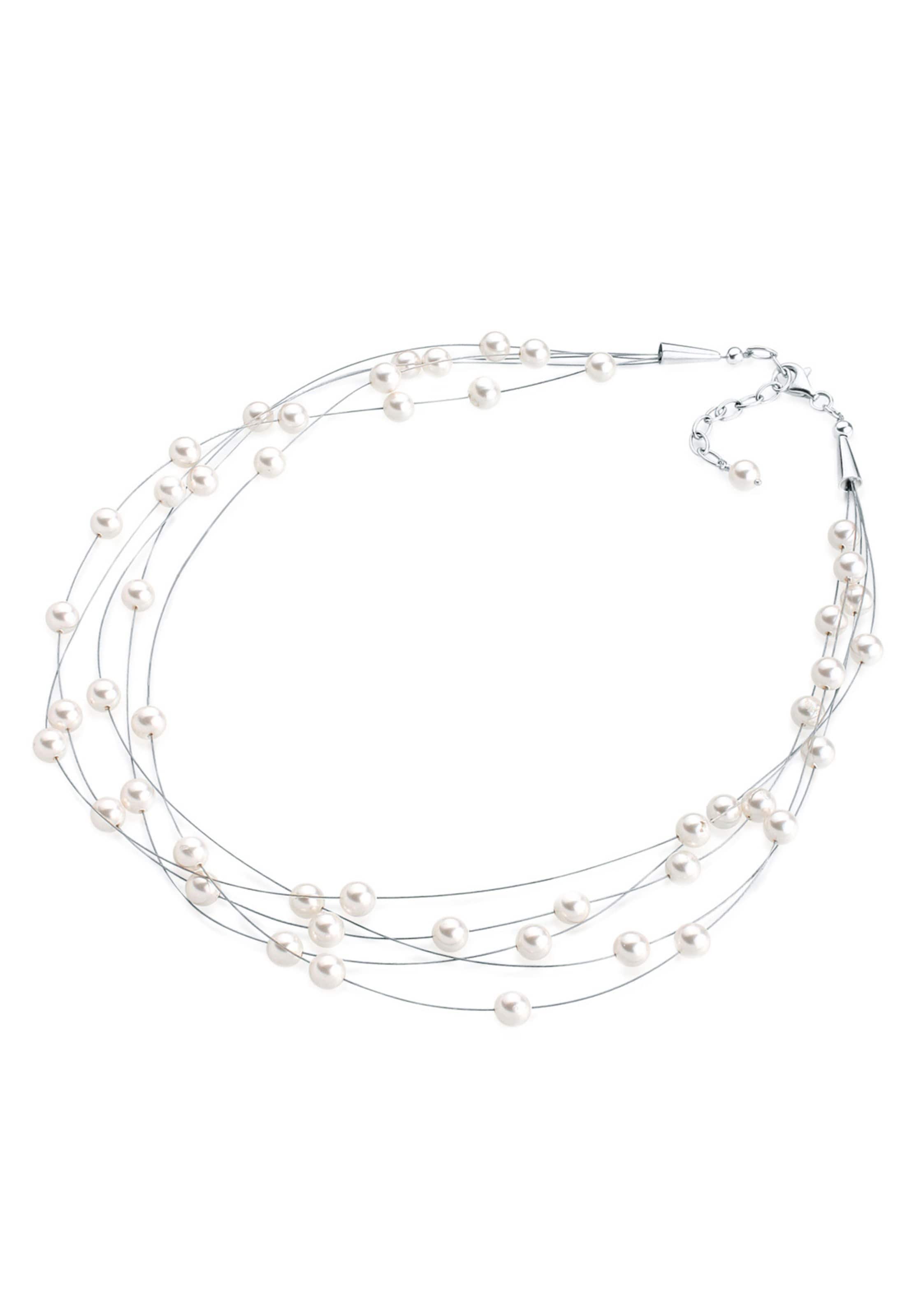 ELLI Kette in silber / weiß / perlweiß, Produktansicht