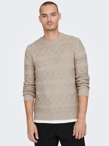 Only & Sons Sweater 'Wade' in Beige: front