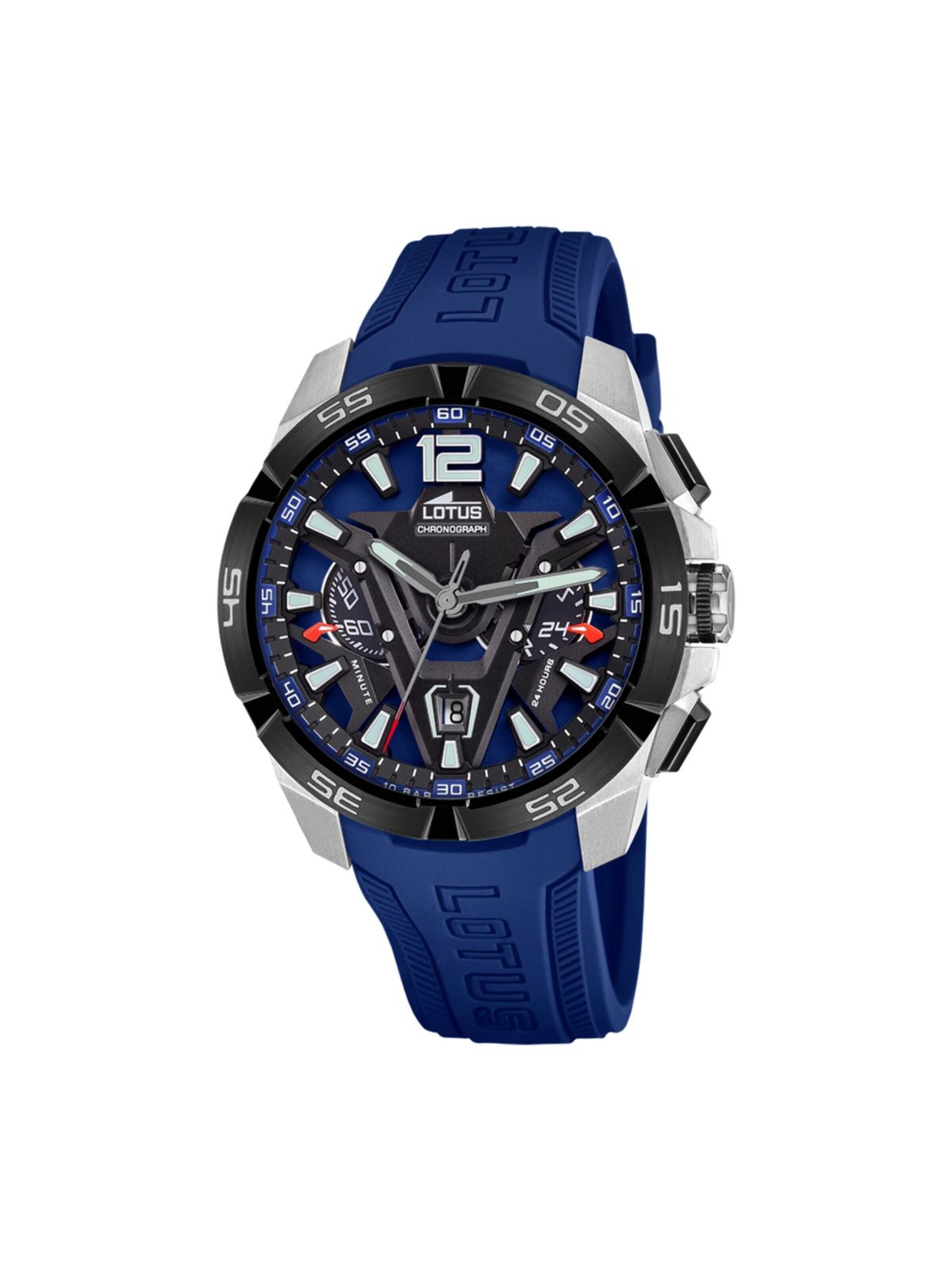 Montre à affichage analogique Lotus en bleu : devant