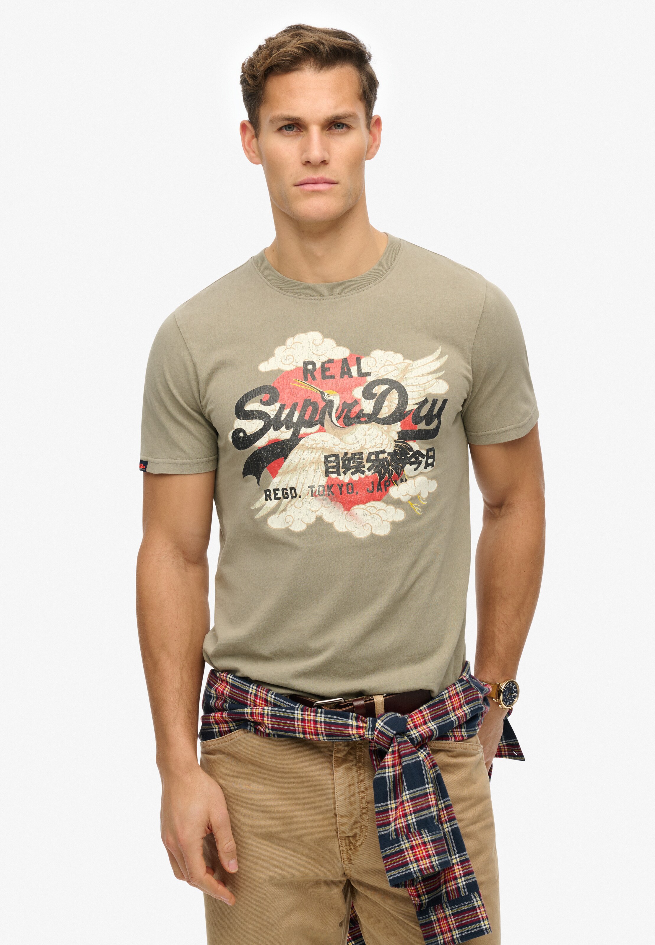 zaļš Superdry T-Krekls 'Tokyo': no priekšpuses