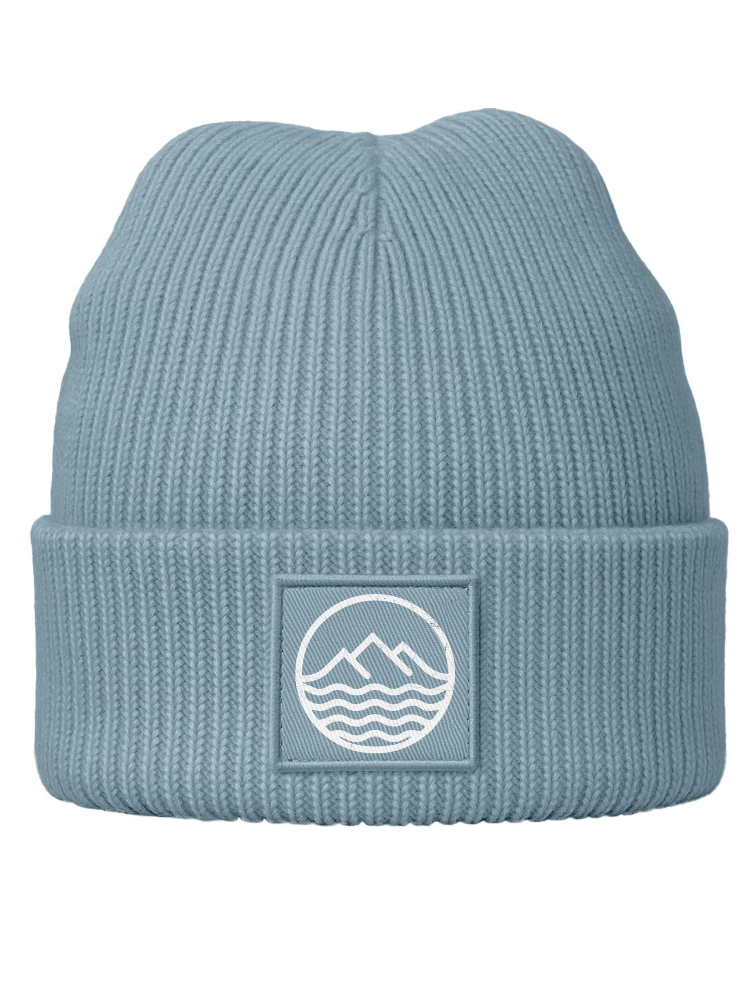 Neverless Beanie 'Mountain' in Blue: front