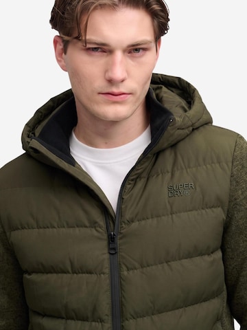 Superdry Winterjas 'Hooded Storm Knit Hybrid Jkt SDM5012530A' in Groen