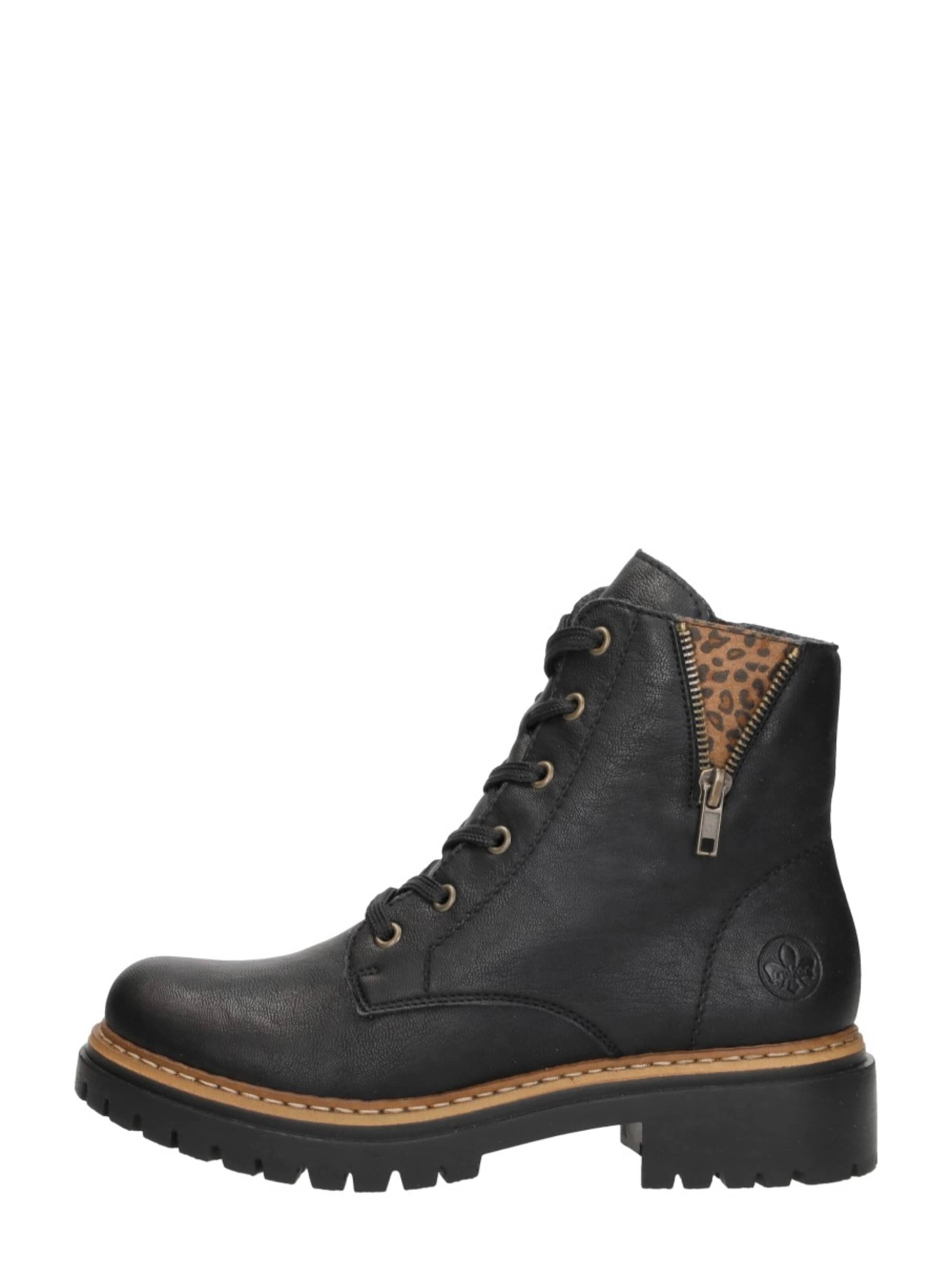 Rieker Lace-Up Ankle Boots 'Veterschoenen Hoog' in Black: front