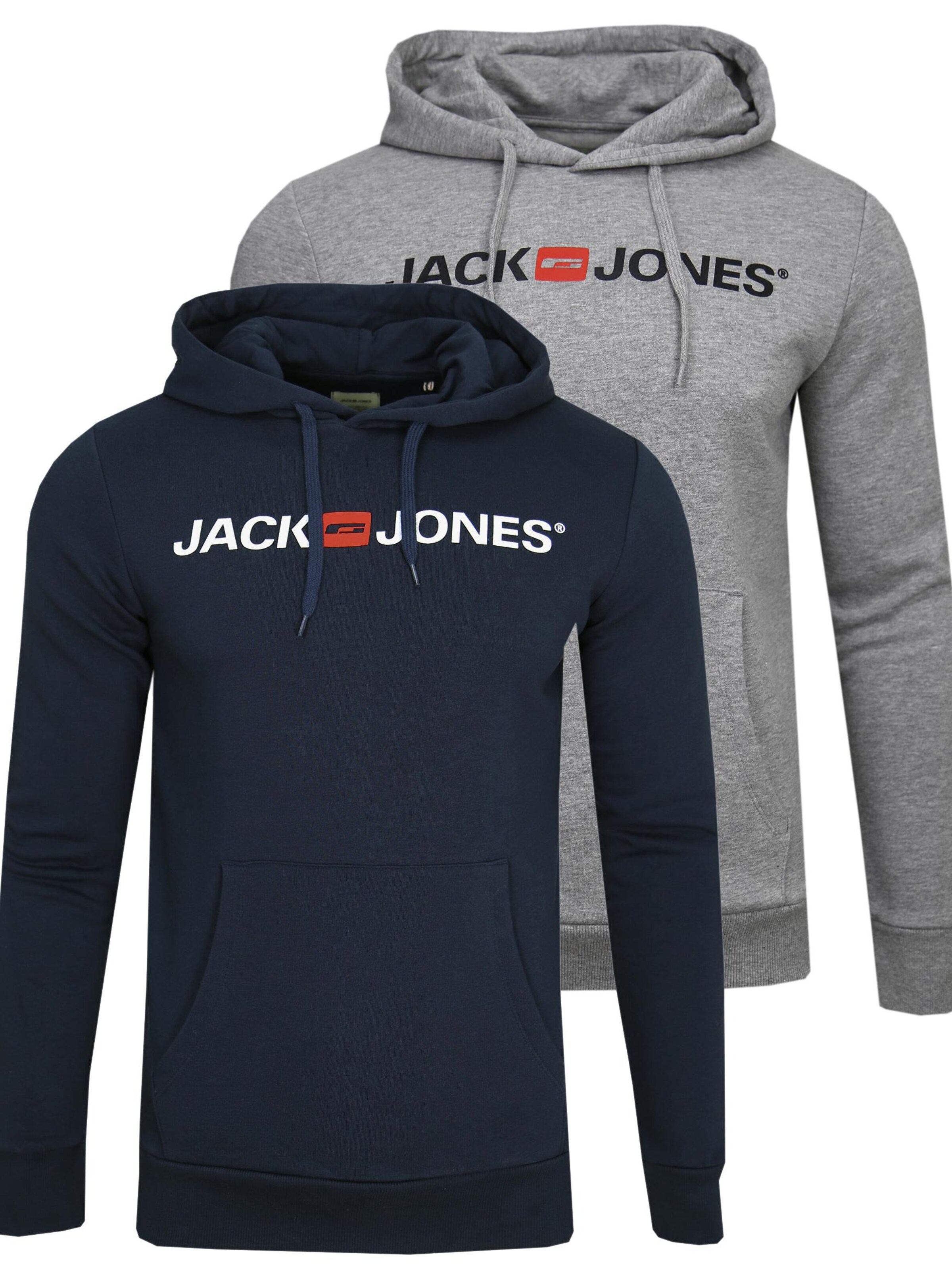 JACK & JONES Sweatshirt 'JACK & JONES Male Hoodie 2er-Pack Logo Print' in Blue: front