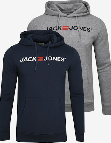 JACK & JONES Sweatshirt 'JACK & JONES Male Hoodie 2er-Pack Logo Print' in Blue: front