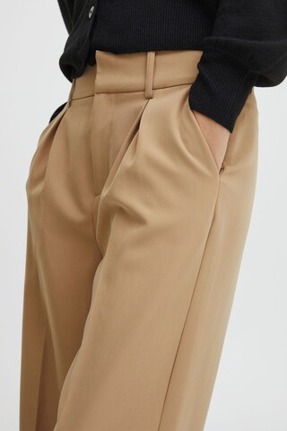 ICHI Wide leg Pleated Pants 'Ihlexi' in Brown