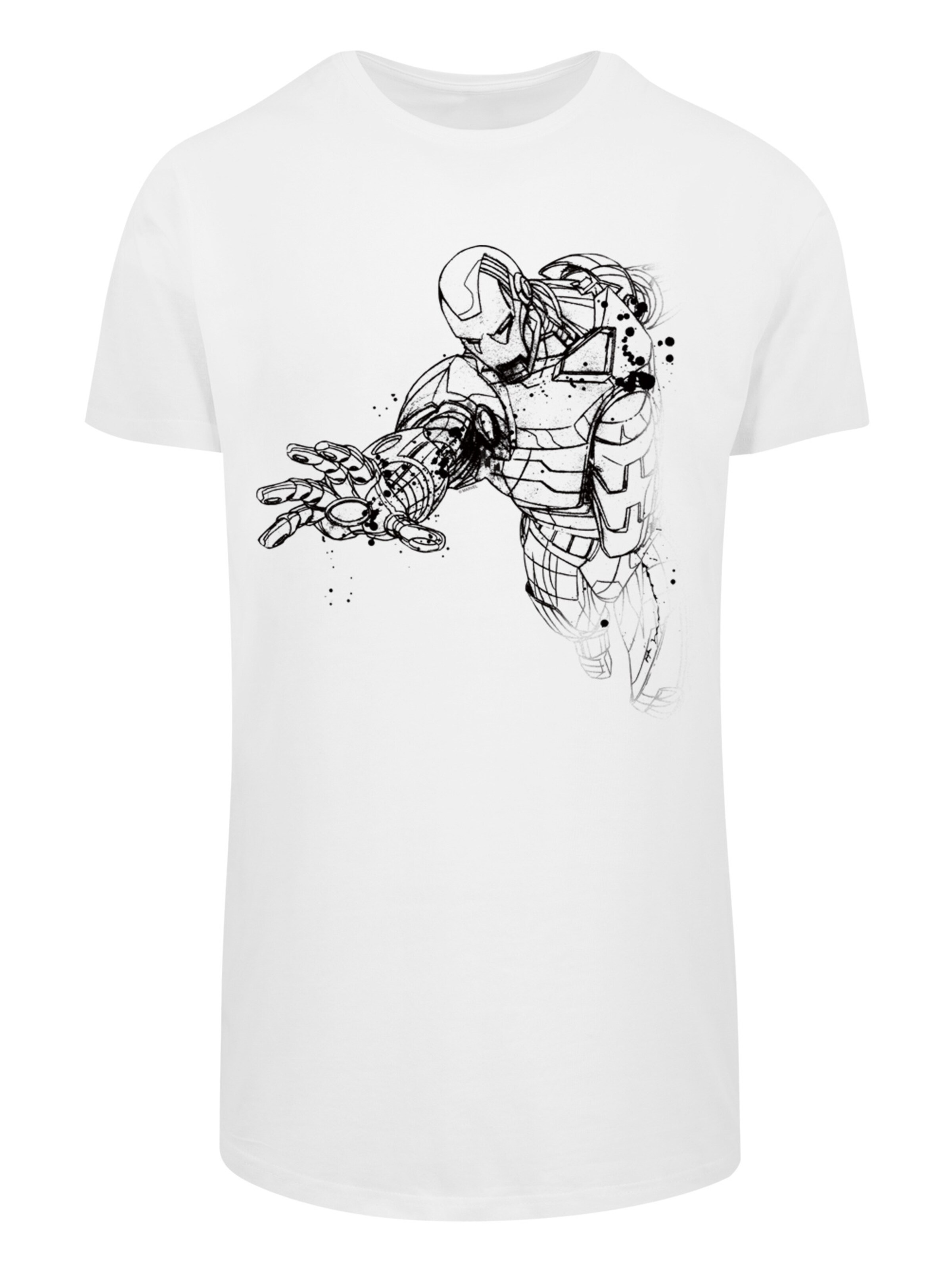 T-Shirt 'Marvel Avengers Iron Man Mono Line' F4NT4STIC en blanc : devant