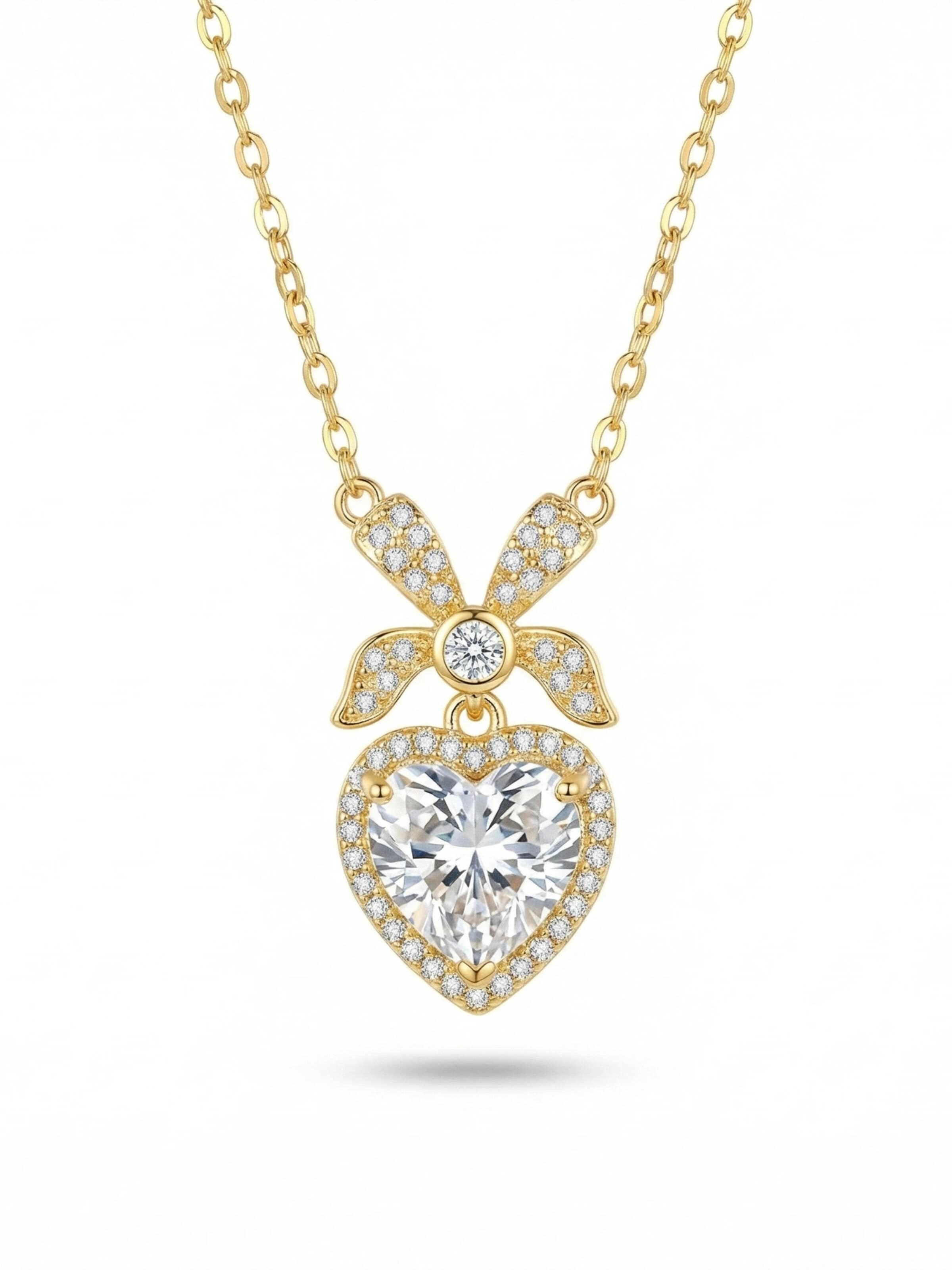 The Jewel Heart Necklace 'Bloom Heart' in Gold: front