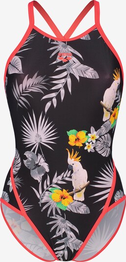 ARENA Maillot de bain 'TROPICAL SUMMER' en jaune d'or / gris / rouge clair / noir, Vue avec produit