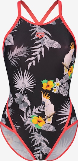 ARENA Maillot de bain sport 'TROPICAL SUMMER' en jaune d'or / gris / rouge clair / noir, Vue avec produit