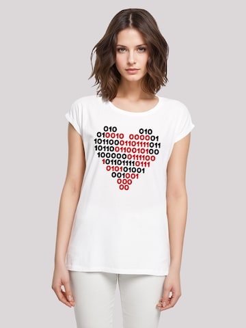 F4NT4STIC Shirt 'I Love You 01001001 Binary Code Herz Valentinstag' in Wit: voorkant