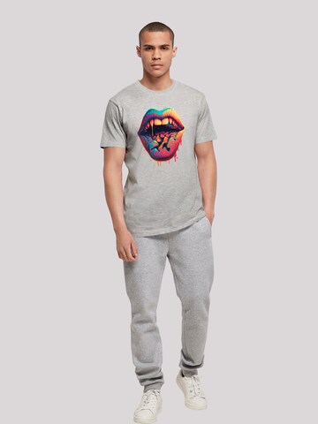 F4NT4STIC Shirt 'Drooling Lips' in Grey