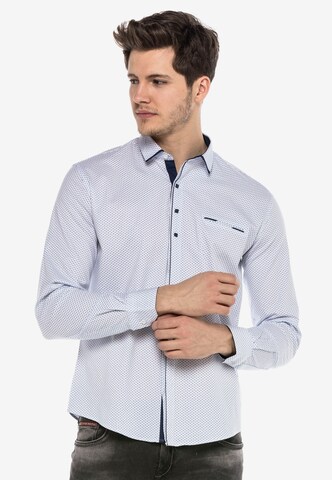 CIPO & BAXX Regular Fit Business Hemd REED mit Kontrast Knopfleiste in Weiß