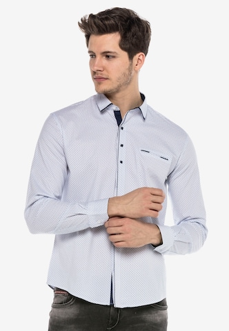 CIPO & BAXX Regular Fit Business Hemd REED mit Kontrast Knopfleiste in Weiß