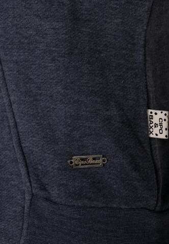 CIPO & BAXX Warme Sweatjacke mit doppeltem Kragen in Blau