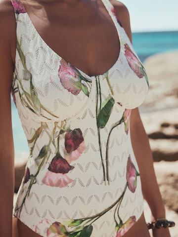 Next Balkonetové Jednodielne plavky - Béžová