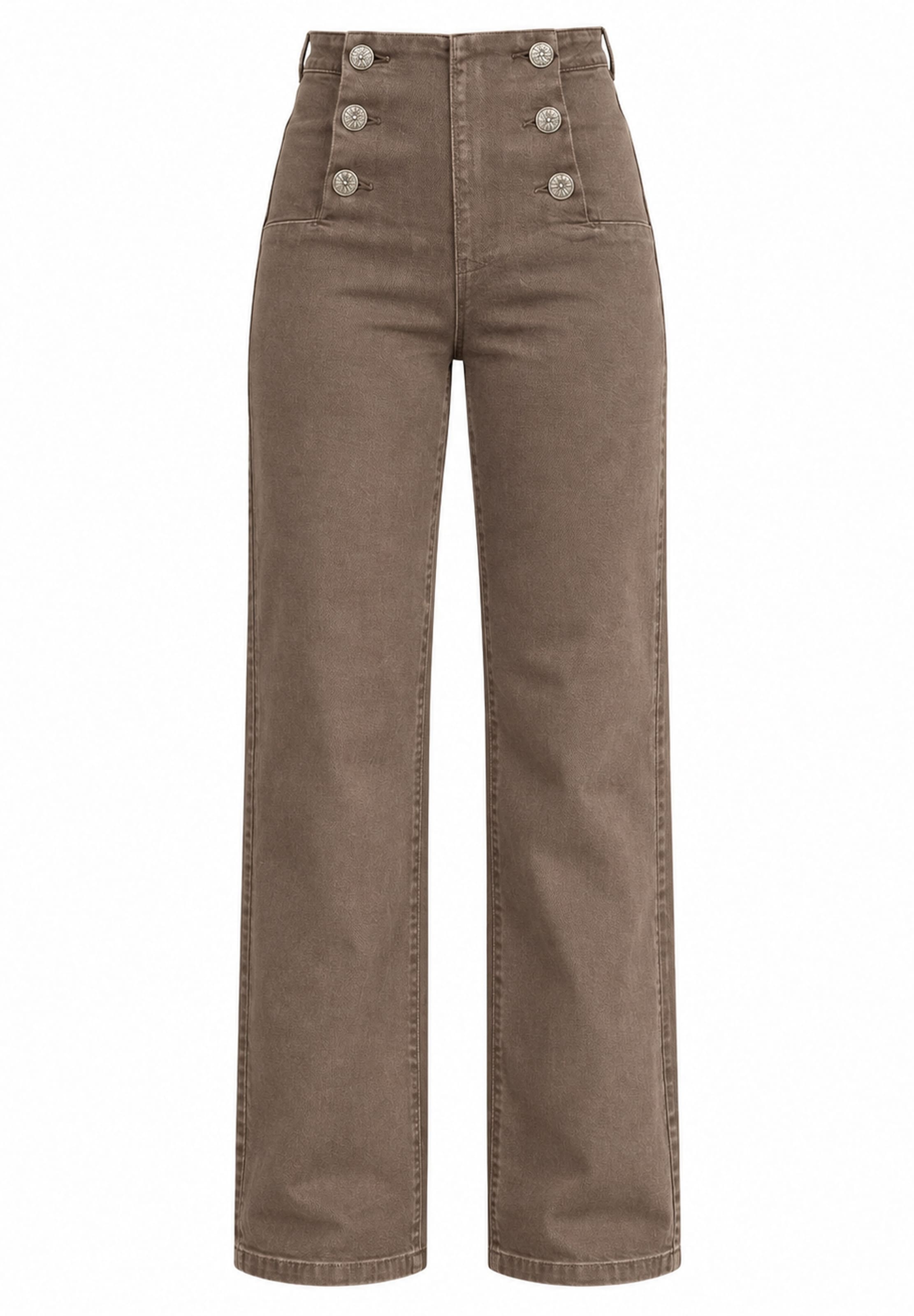 Elara Wide leg Jeans in Brown: front