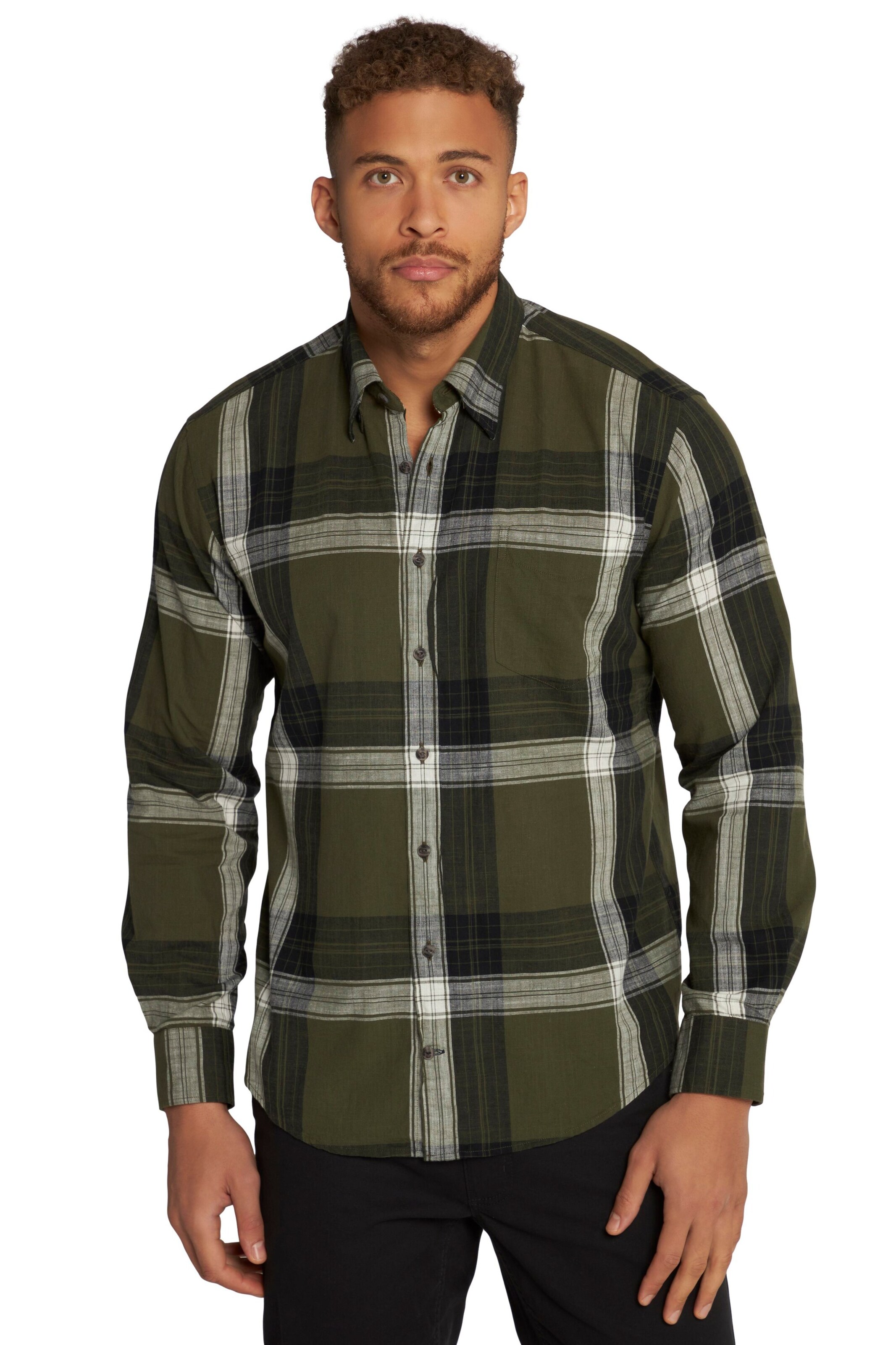 JP1880 Regular Fit Hemd in Grün: Vorderseite